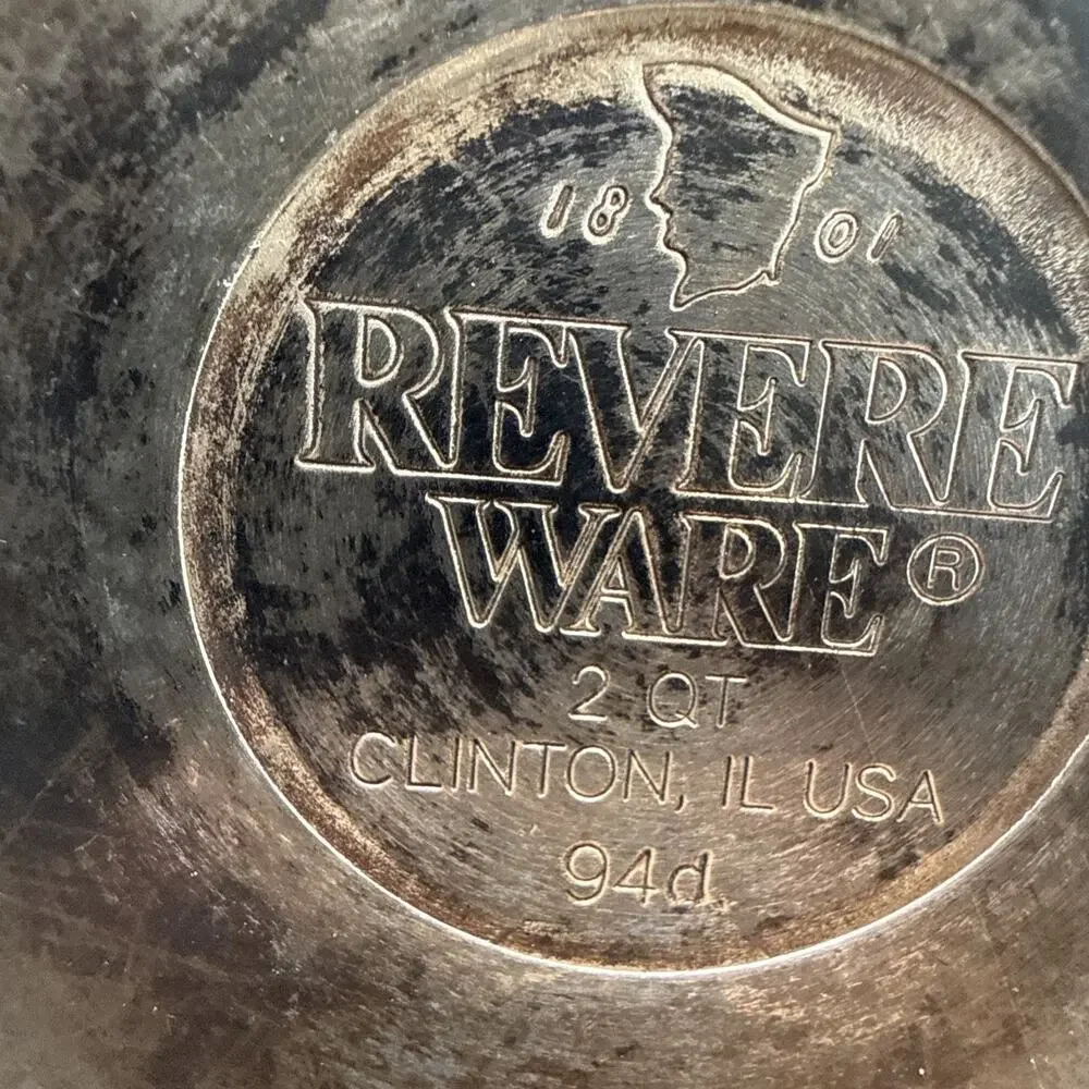 Vtg Revere Ware 2 Qt Stainless Steel Disc Bottom Tri-Ply Pot w/Lid